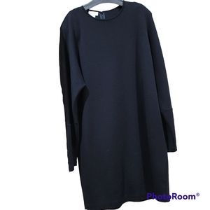 Black Liz Claiborne Womens Sweater Dress Wool Blend Shoulder Pads Sz. LP